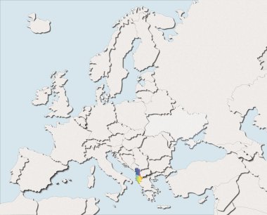 Europe beyaz ve renkli Arnavutluk Haritası