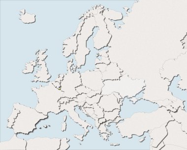 Europe beyaz ve renkli Lüksemburg Haritası