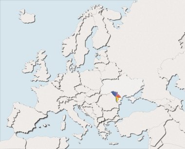 Harita Avrupa beyaz ve Moldova renk
