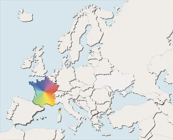 Harita Avrupa beyaz ve Fransa renk