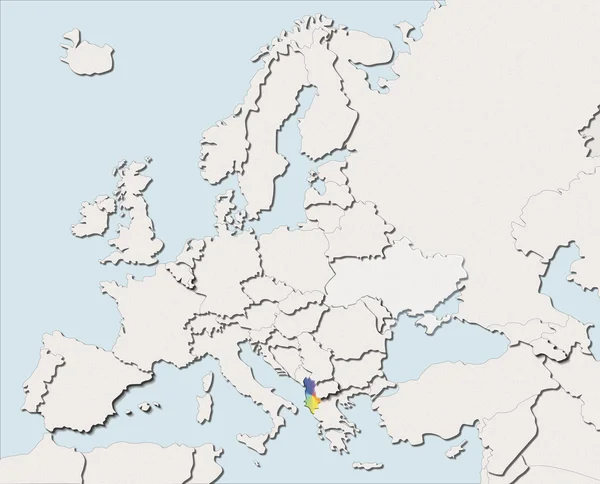 Карта Європи білий і кольоровий Албанії — стокове фото