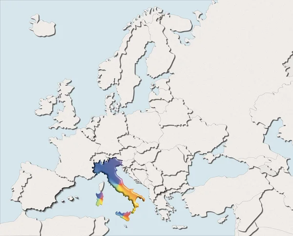 Kaart van Europa-wit en kleur-Italië. — Stockfoto