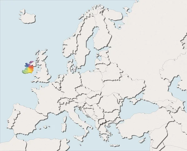 Mapa Europa blanco y color Irlanda — Foto de Stock