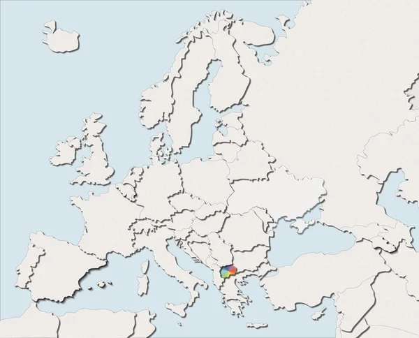 Europe beyaz ve renkli Makedonya Haritası — Stok fotoğraf
