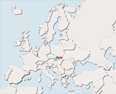 Europe beyaz ve renkli Slovakya Haritası