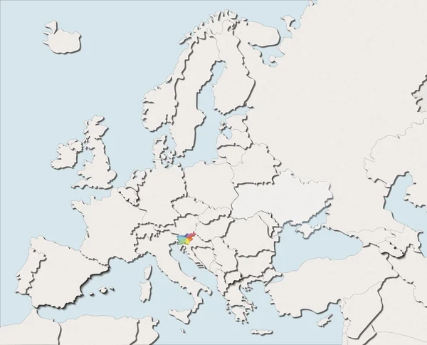 Karta Europa vit och färg Slovenien — Stockfoto