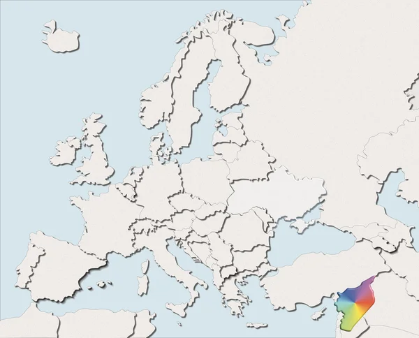 Карта Європи білий і кольоровий Сирії — стокове фото