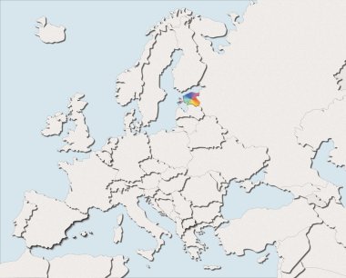 Europe beyaz ve renkli Estonya Haritası