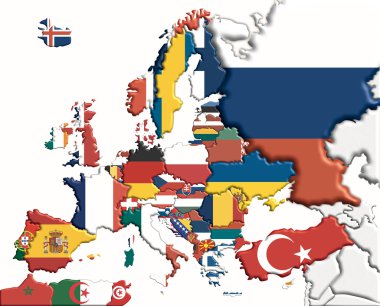 arka plan ile 3D harita Avrupa