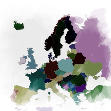 3D harita Avrupa renkler ve renk tonlarının ile