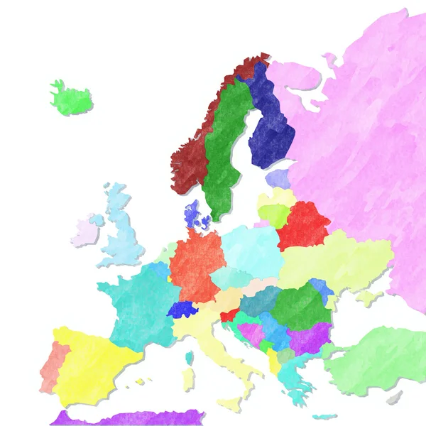 3D mapa Europy z kolorów i odcieni — Zdjęcie stockowe