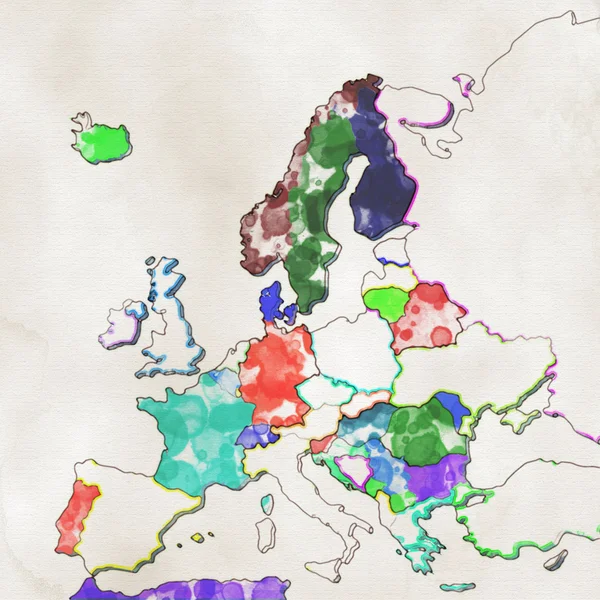 3D mapa Evropy s barvami a odstíny — Stock fotografie