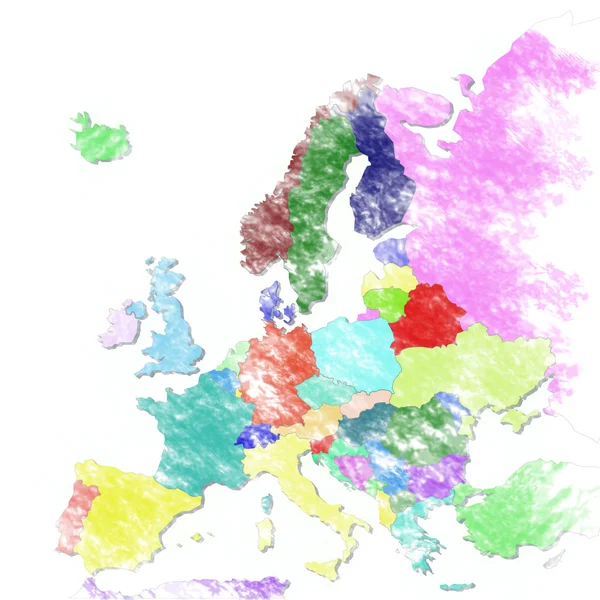 3D-kaart van Europa met kleuren en tinten — Stockfoto