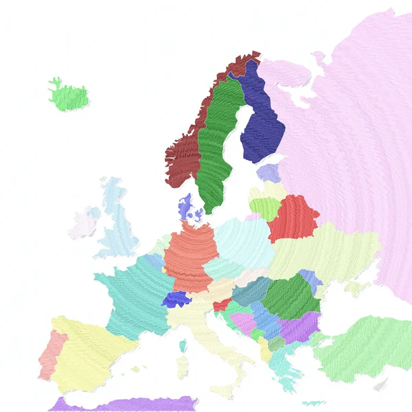 3D-kaart van Europa met kleuren en tinten — Stockfoto