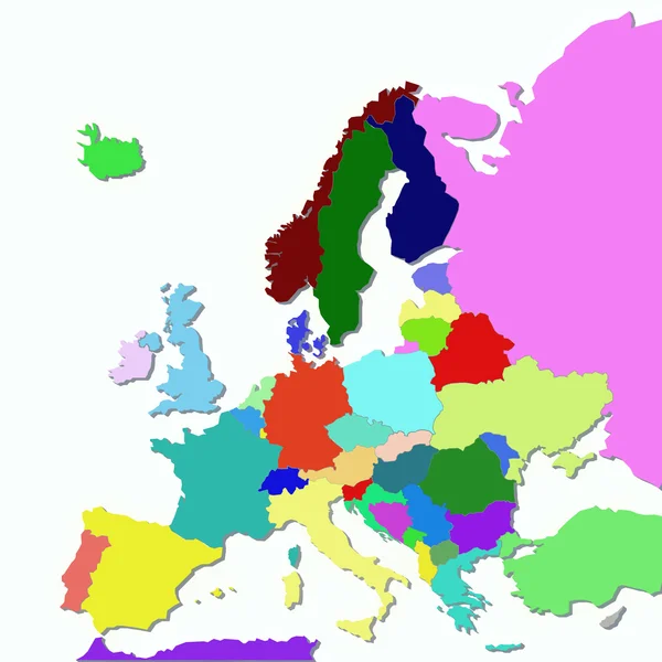 3D mapa Evropy s barvami a odstíny — Stock fotografie