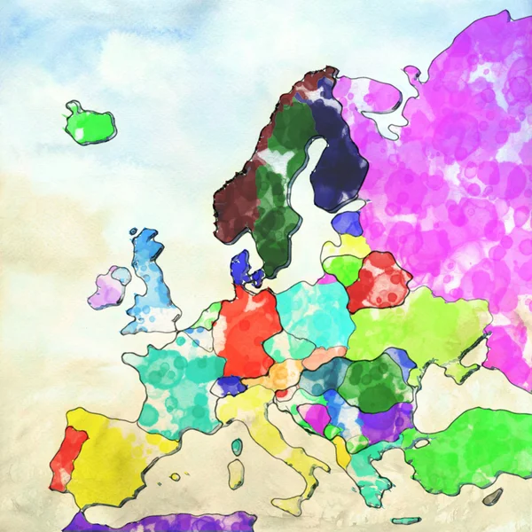 3D Map of Europe with colors and shades — Stock Photo, Image