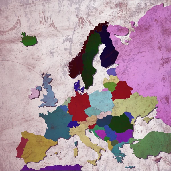 Carte 3D de l'Europe avec couleurs et nuances — Photo