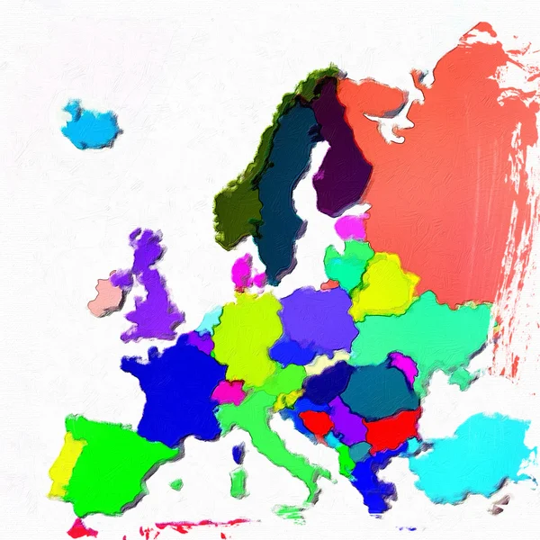 3D-kaart van Europa met kleuren en tinten — Stockfoto