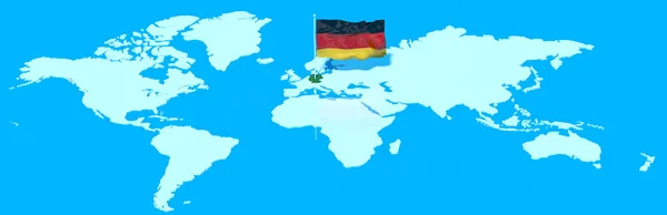 Planeta 3D Terra com bandeira no vento Alemanha — Fotografia de Stock