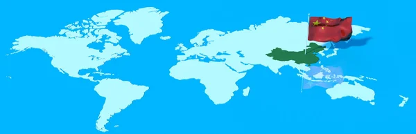 3D seyyare yerküre ile bayrak Rüzgar Çin