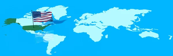 3D planeten jorden med Usa flaggan vinden — Stockfoto