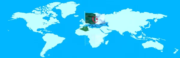 Planeta Tierra Bandera 3D con el viento Argelia — Foto de Stock