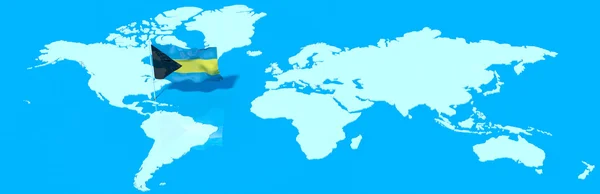 Planet Earth 3d vlajky s větrem Bahamy — Stock fotografie