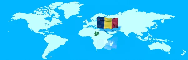 Planet Earth 3d vlajky s větrem Čad — Stock fotografie