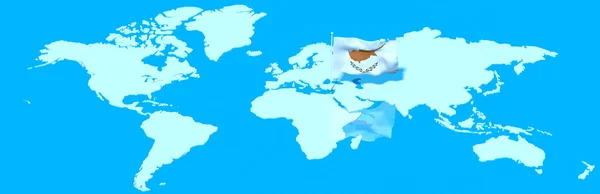 Pianeta Terra Bandiera 3D con il vento Cipro — Foto Stock