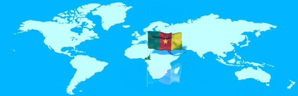 Planet Earth 3d vlajky s větrem Kamerun — Stock fotografie