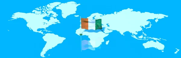 Planet Earth 3D flag with the wind Cote d'Ivoire — Stock Photo, Image