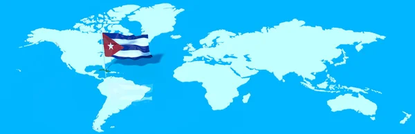 Planeet aarde 3D-vlag met de wind Cuba — Stockfoto