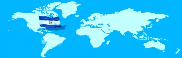 Bolygó Föld 3D-s zászló a szél El Salvador — Stock Fotó