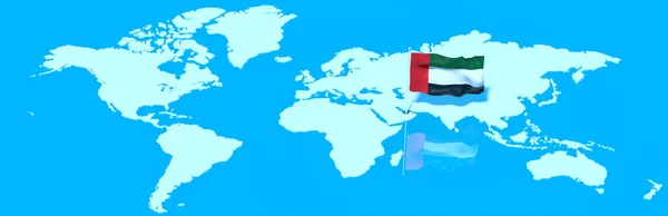 Планета Земля 3d прапор з вітром, Об'єднані Арабські Емірати — стокове фото