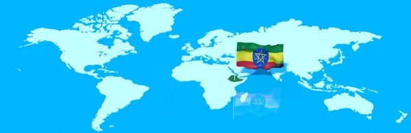 Planet Earth 3D flag with the wind Ethiopia — Stock Photo, Image