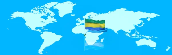 Planet Earth 3d vlajky s větrem Gabon — Stock fotografie