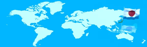 Planet Earth 3D flag med vinden Japan - Stock-foto