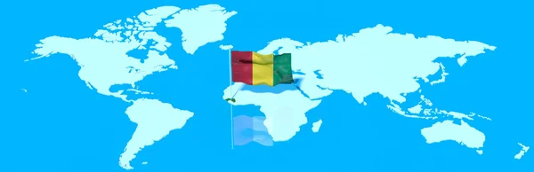 Planet Earth 3d flagga med vinden Guinea — Stockfoto