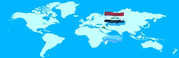 Planète Terre Drapeau 3D avec le vent Irak — Photo