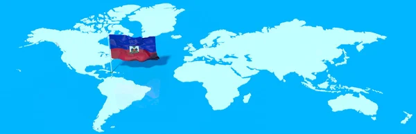 Planeta Terra Bandeira 3D com o vento Haiti — Fotografia de Stock