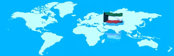Planet Earth 3D flag with the wind Kuwait — Stock Photo, Image