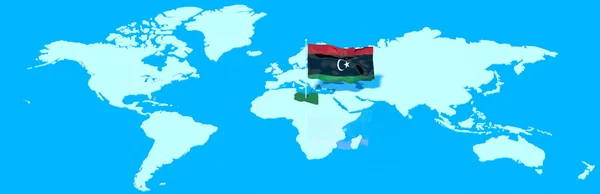 Planet Earth 3d flagga med vinden Libyen — Stockfoto