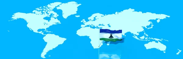 Planet Earth 3D flag with the wind Lesotho — Stock Photo, Image