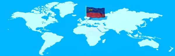 Bolygó Föld 3D-s zászló a szél Liechtenstein — Stock Fotó
