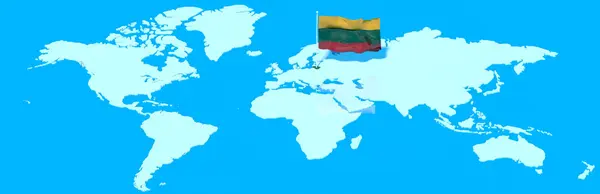 Planet Earth 3D flag with the wind Lithuania — Stock Photo, Image