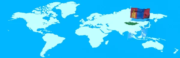 Planet Earth 3d flagga med vinden Mongoliet — Stockfoto