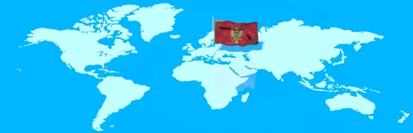 Planeta Terra Bandeira 3D com o vento Montenegro — Fotografia de Stock