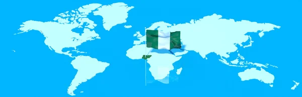 Planeta Tierra Bandera 3D con el viento Nigeria —  Fotos de Stock