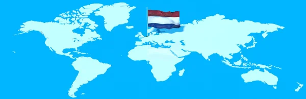 Planet Earth 3D flag with the wind Netherlands — Stock Photo, Image