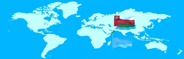 Bolygó Föld 3D-s zászló a szél Omán — Stock Fotó
